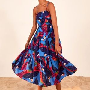 FARM Rio Rainbow Macaws Midi Dress